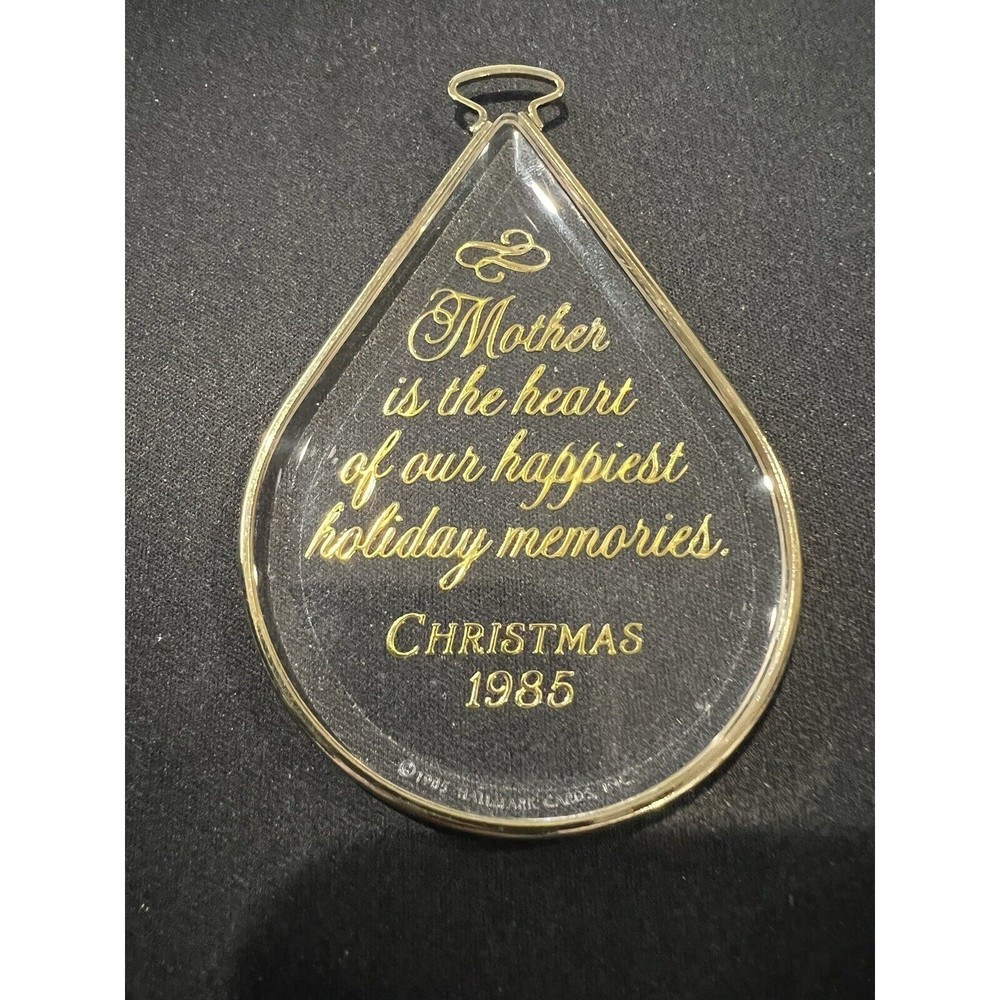 Vintage Hallmark 1985 Mother Acrylic Ornament Christmas Tear drop shape